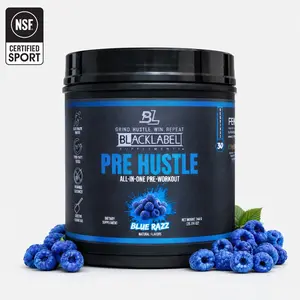 BlackLabel Supplements Pre Hustle All-in-One Pre-Workout Blue Razz, Coco Lime, Tropical Fusion Flavors, NSF Certified Sport Energy Boost for Muscle Growth & Recovery