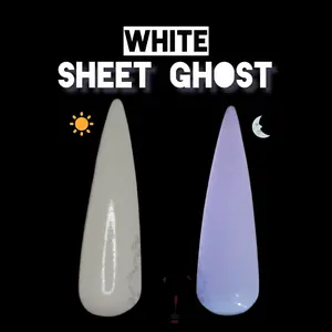 White Sheet Ghost | Milky White to Brilliant White Glow Nail Dip, glow dip powder, nail dip powder, nail dip, glow-in-the-dark