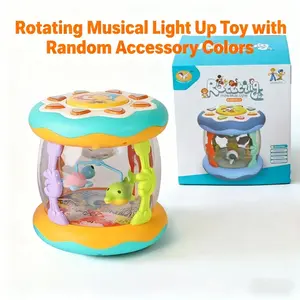 Baby Multifunctional Soothing Drum Musical Instrument, Multiple Light & Music Modes, Rotating Ocean Creatures, Cultivates Musicality & Coordination, Suitable for 12 Months+, Birthday/Holiday Gift, Requires 3 AA Batteries (not included)