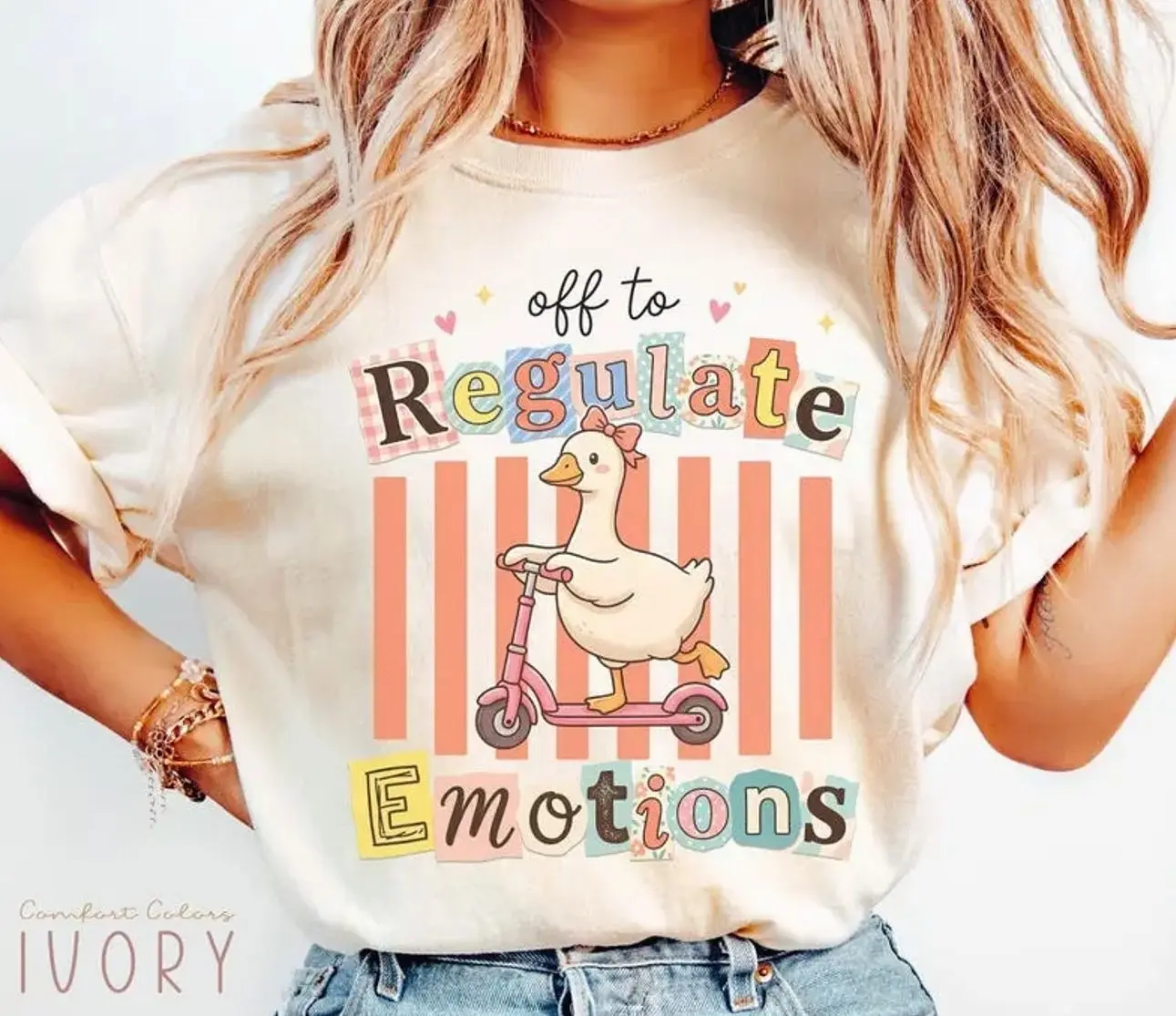 Comfort Colors Off to Regulate Emotions T-Shirt, Goose Mental Health Awareness Shirt, Gift for Teacher, School Counselor Gift, Trending 4th of July Day Tee, Casual Outfit, Comfortable Menswear & Womenswear Top, Perfect Gift For Men and Women, Ju18