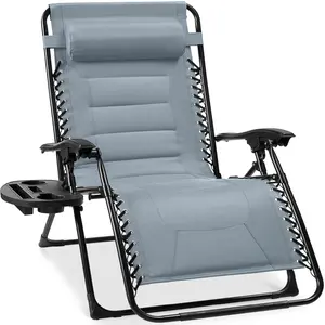 Best Choice Products Oversized Padded Zero Gravity Chair, Folding Outdoor Patio Recliner w/ Side Tray