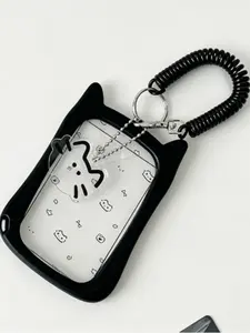 Cat-shaped photo card holder and keychain—Adorable transparent photo card holder and keychain with a pendant, suitable for protecting public transport cards, student cards, and photos. fathersdaygiftideas outdoorfun