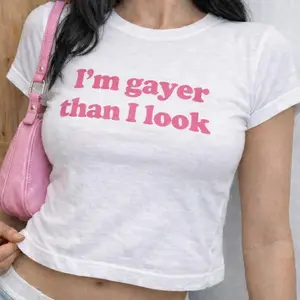 I'm Gayer Than I Look Funny Gay Pride Baby Tee y2k, 90s Baby Tee, Pride Baby Tee, LGBT Shirt, Y2K Baby Tee, Queer Shirt, Bisexual Pride
