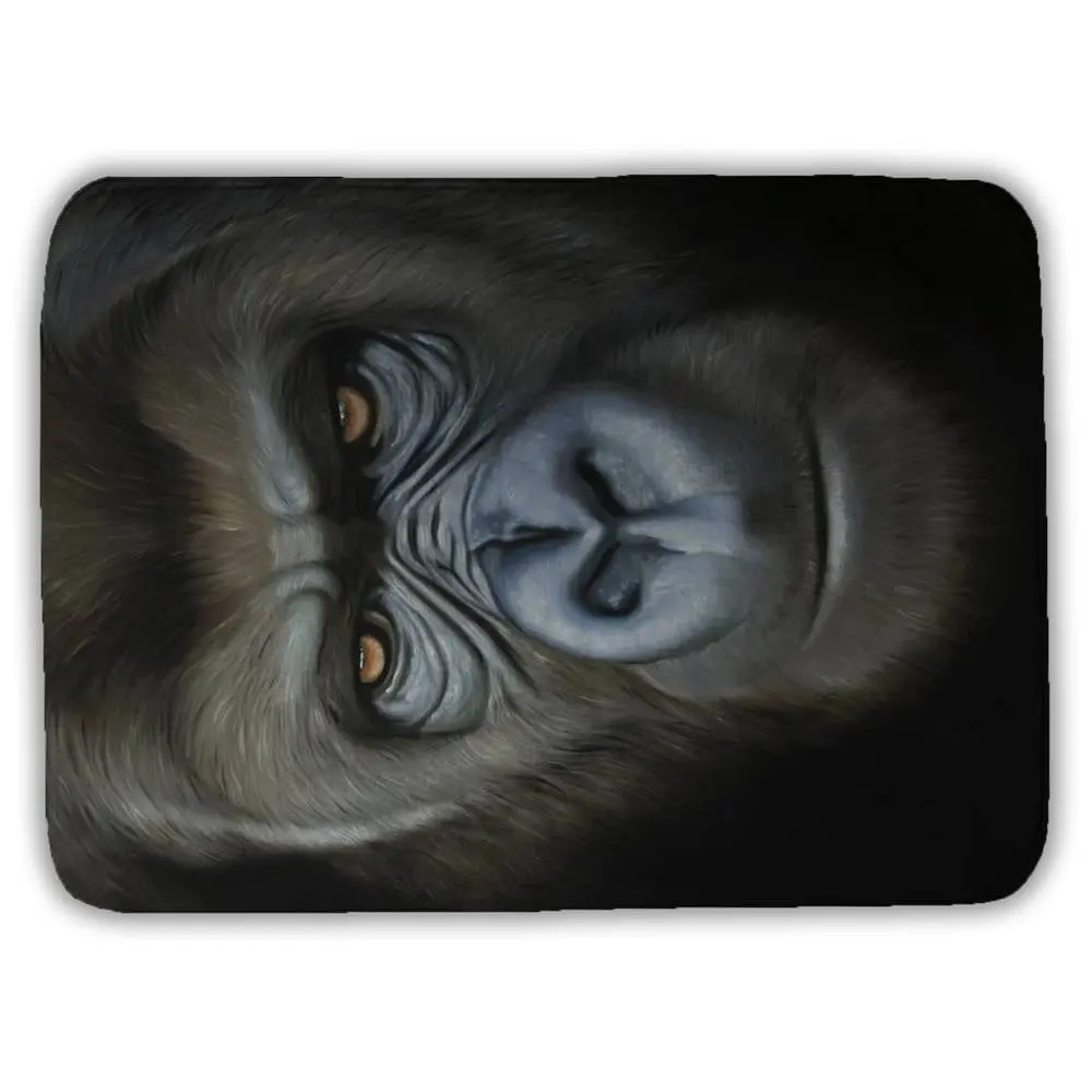 360 Stand Rectangle African Wildlife Gorilla Face Bath Mat, 17x24 in Standard Size, Absorbent Microfiber Foam, Home Bathroom Decor Essential, Animal-Shaped Bath Mats, Soft, Foam-Based Bath Mats, Indoors