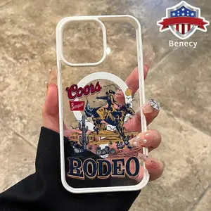 Western Cowboy Pattern Magnetic Phone Case for iPhone 17 15 16 14 Pro Max 13 12 11 XR XS Plus Air E Non-Yellowing Clear Crystal Drop-proof Slim Silicone Shockproof Transparent Acrylic Cover Protection Protective Durable Casing Cellphone Smartphone