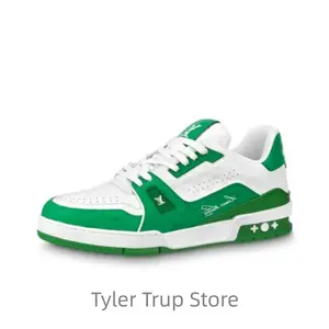 'White Green' Trendy and fashionable casual sports shoes, anti slip, running shoes
