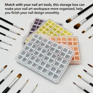 48-Grid Macaron Color Palette High-Transparency Nail Art Storage Box – Keeps Glitters, Rhinestones & Files Tidy & Visible & DIY handicraft, stackable nail polish rack, & Portable design, & travel nail organizer