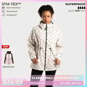 PUFFIT STM-TEX Waterproof Lightweight Hoodie Jacket,Women's Warm Full Zip Rain Coat Adjustable Waist & Hood & Cuff Design Comfort Casual Inner Pocket,Out Door,Shell Jacket,Spring Jacket,SpringStateme,Windbreaker,Dog Walking,School Running,Football Mum