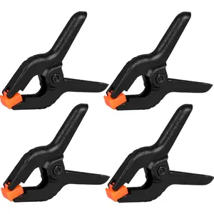 4 Pack Spring Clamps, 6inch Plastic Clips, Backdrop Clips, Big Clamps Heavy Duty, Spring Clips for Crafts, Backdrop Stand, Woodworking, Photography Studios (Black)