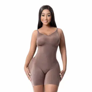 SNATCHED BODY Comfy Tummy Control Shapewear Bodysuit Mid Thigh With Built-In Bra Adjustable Straps Breathable Fabric for Everyday Use