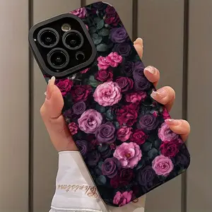 Romantic Rose Pattern Shockproof Ultra-Thin Protective Smartphone Casing Case Cover for iPhone 17/16/15/14/13/12/11/plus/pro Max, Dust-Proof and Beautiful Gift Accessories