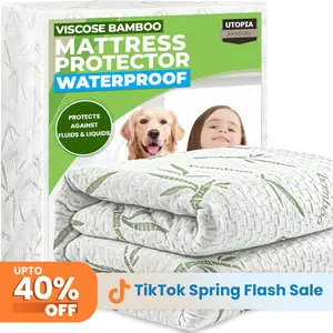 Utopia Bedding Waterproof Mattress Protector, Premium 200 GSM Bamboo Viscose Cooling Mattress Cover, Soft and Breathable, Fitted Style with Deep Stretchable Pockets