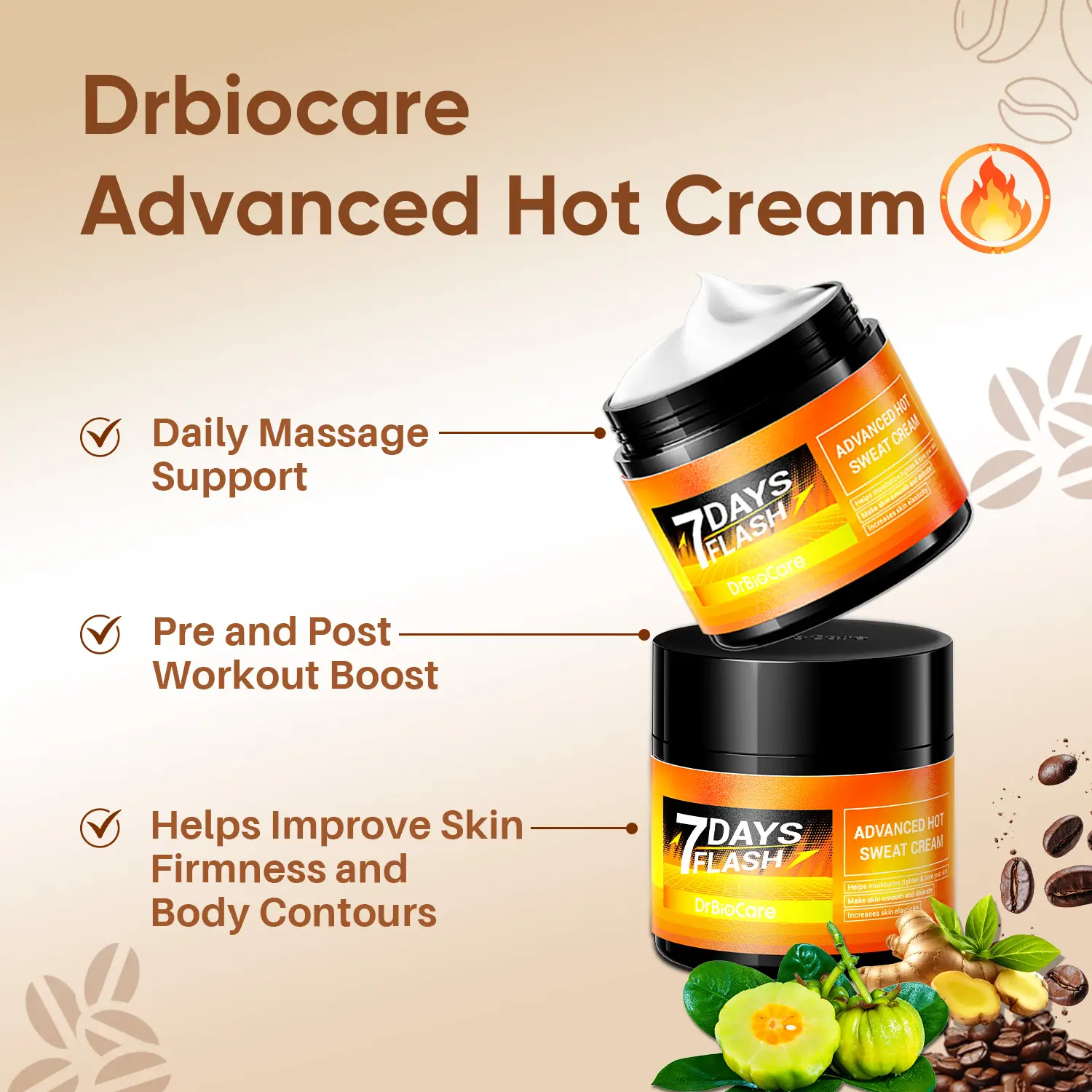 DrBioCare Advanced Hot Sweat Cream,7 Days Flash Series,Moisturize,tighten & Mone your skin,Make skin smooth and delicate,Increases skin elasticity Bod