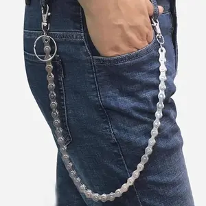 Streetwear Bicycle Chain Keychain Heavy Duty Silver Jean Chain - 23.6" Hip Hop Silver Pants Chain