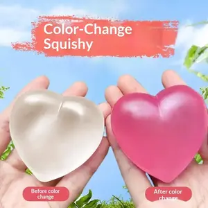 Mini Fuzzy Heart Sensory Toys – 3 Piece Set, Soft Stress Relief Squishies, Sunlight Color-Changing, Ages 3+