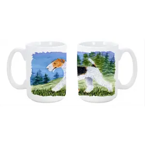 212 MAIN Printed Fox Terrier Ceramic Coffee Mug - 15oz Large Kitchenware Drinkware, Dishwasher Safe, Microwavable, Reusable for Coffee, Tea