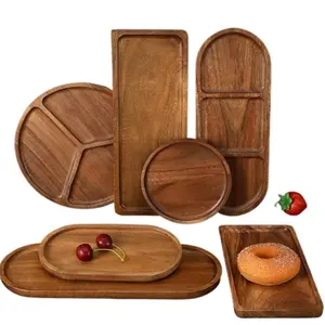 Wooden Serving Tray, Including Fruit Plate & Snack Platter & Wooden Coasters &, Serving Tray for Fruit & Dessert & Snack, Ideal for Hotels and Commercial Use
