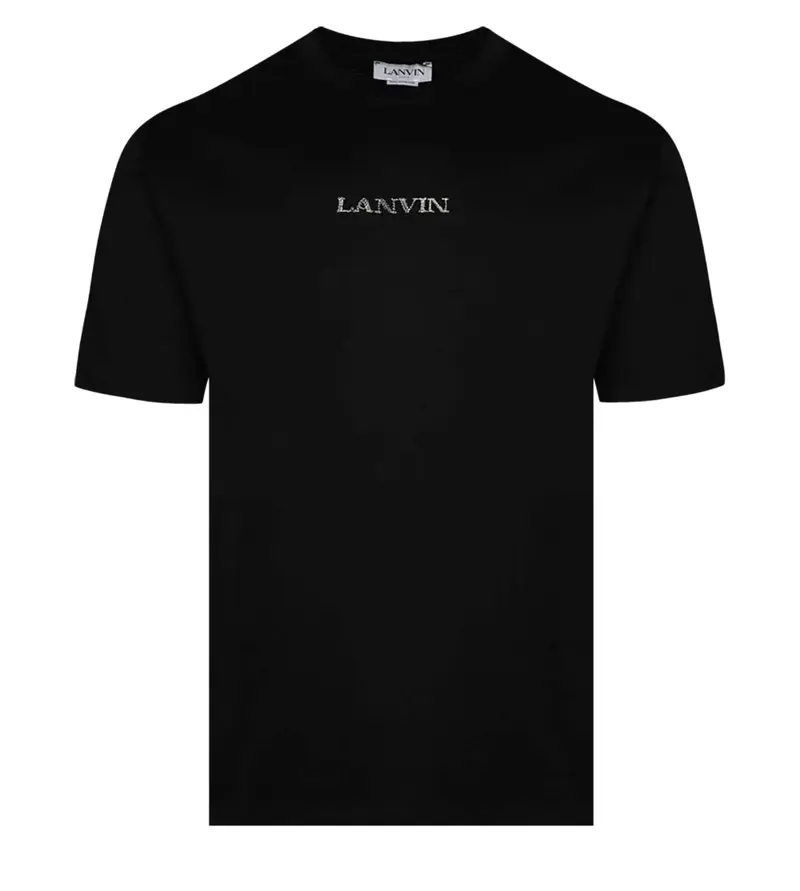 Lanvin Embroidered Logo Short Sleeve Tee Shirt Black
