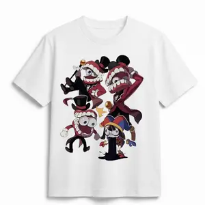 Caine & Pomni Digital Circus Tee | Retro Cartoon Graphic T-Shirt | Surreal Animation Streetwear Shirt | Unisex Oversized Cotton Tee | Digital Circus Fan Gift