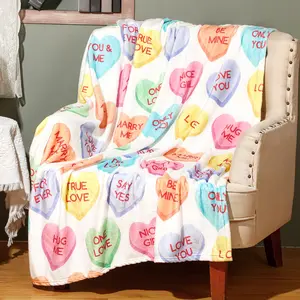 Candy Hearts Blanket  Valentine's Day Gifts Colorful Heart Soft Warm  Blanket 50 x 60