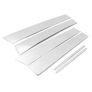 Stainless Steel Chrome Polished Stick-On Side Door Pillar Post Trim Set Compatible With 2011-2015 Charger