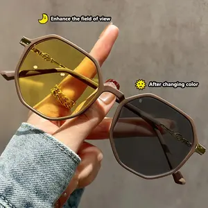 Introducing innovative night vision glasses that change color when exposed to light. These stylish oversized frames are equipped with lenses that block rays and blue light