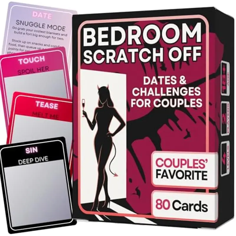 80 Cards Couples Games for Adults, 4 Levels Scratch Off Bedroom Card Game, Romantic Date Night Ideas, Naughty Intimacy Challenges, Spicy Anniversary and Valentines Gift for Conversation & Connection