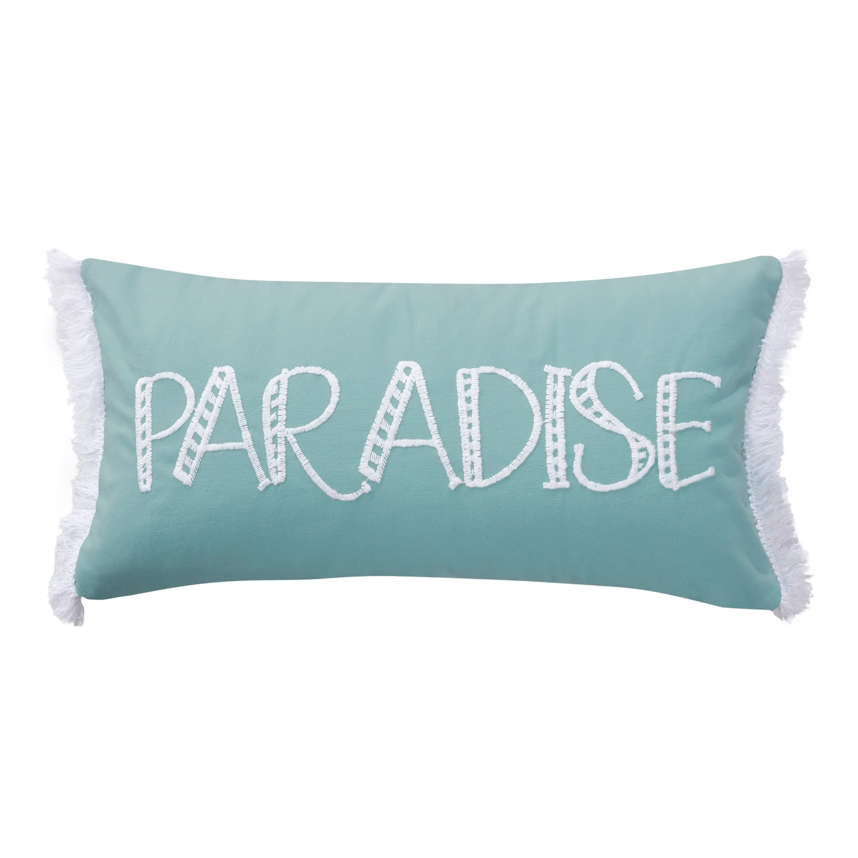 Levtex Home Embroidered San Sebastian Paradise Pillow, Featuring White Fringe Trim, Embroidery