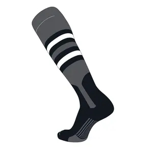 TCK Elite Baseball Knee High Stirrup Socks (I, 7in) Graphite, Black, White, Black
