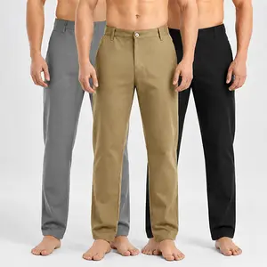 Men’s 3-Pack Classic Fit Casual Pants, Stretch Straight-Leg Dress Pants for Work, Golf, Travel, and Everyday Wear