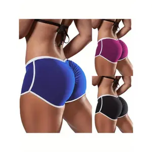3pcsWomen'SPlusSizeSolidColorLowWaistSportsRunningTightFittingHipLiftingShorts