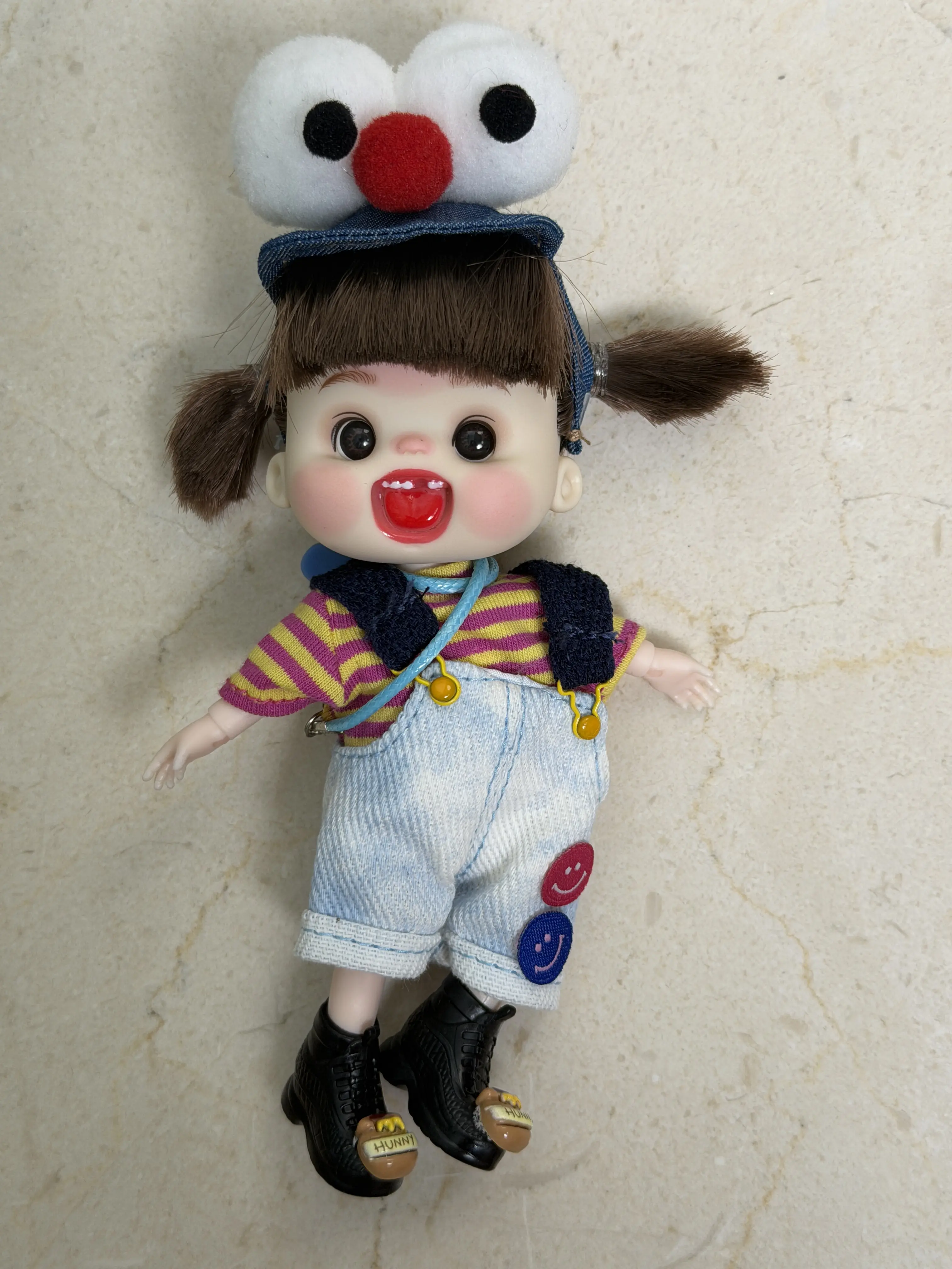 #3 - OB11 BJD Dress-up Doll Keychain with Movable Joints, Mini Fashion Doll Backpack Charm, Collectible Gift for Ages 14+