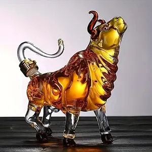 Whiskey Jug Novelty Bull Shape, Home Bar Whiskey Jug Scotch Bourbon Gift 33.81oz Transparent Creative Wine Bottle - Perfect Men's Gift