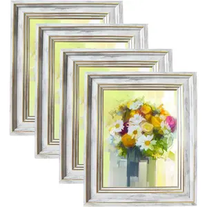 8x10 picture frame set of 4 silvery rustic farmhouse picture frames for table or wall hanging