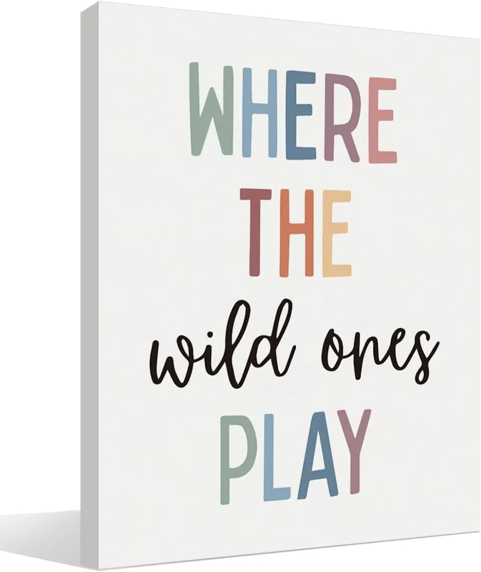 Playroom Wall Decor - Where the Wild Ones Play Canvas Wall Art Prints Poster Decor for Playroom Kids Boys Girls Room Bedroom Nursery, Playroom Wall Art SHJY-00658