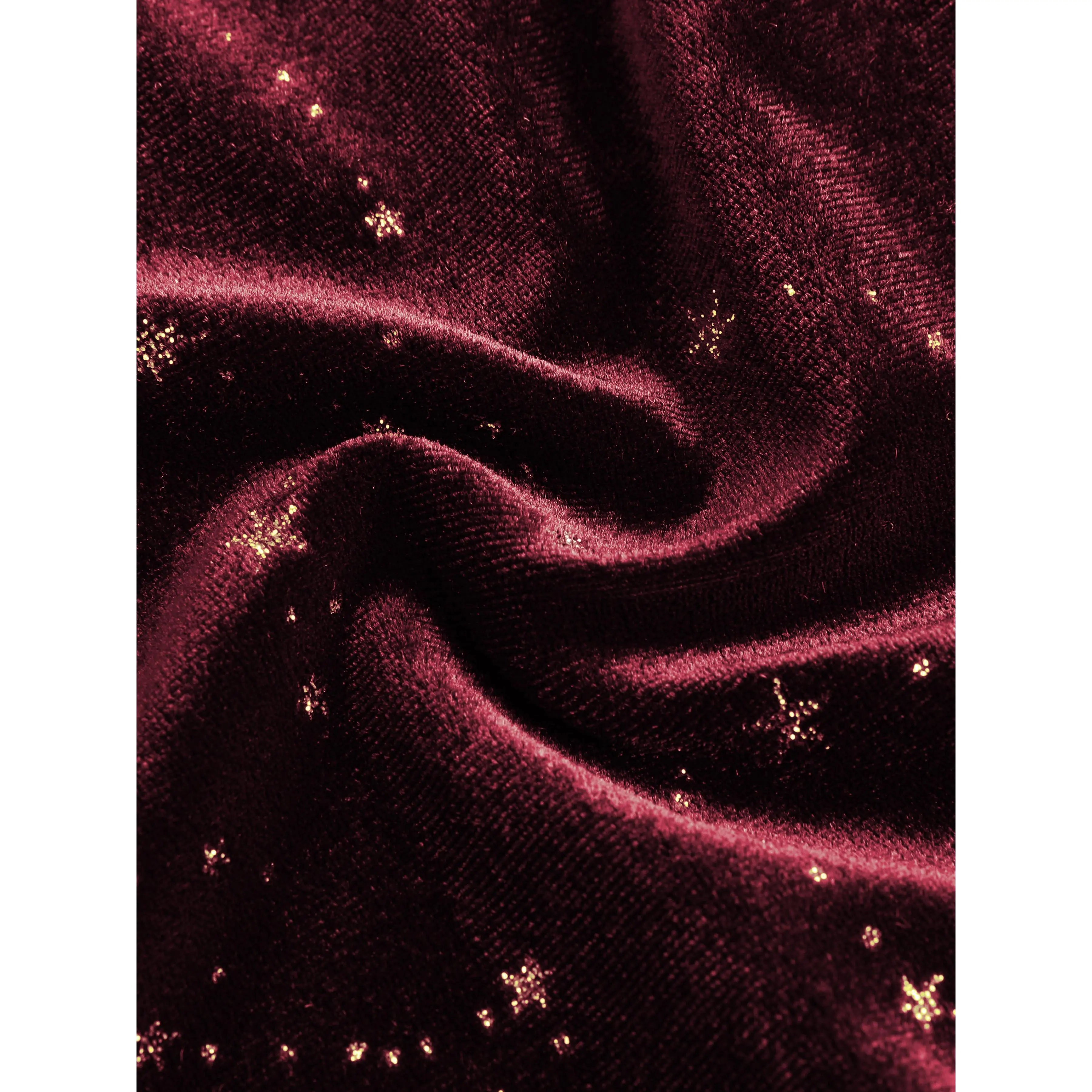 velvet star pattern bell sleeve short dress Halloween Graduation Dress Grad Dresses Party Dress For Party New Years  Holiday Dress Valentine Wuthering Romance Velvet Velvet Star Pattern Bell  Sleeve Short Dress For Date Wedding Holiday
