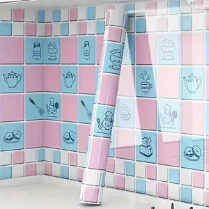 Cartoon Pattern Kitchen Peel and Stick Wallpaper Oil Proof Waterproof Countertop Cover Cabinet Liner Marble Self Adhesive Film Heat Resistant Sticker for Kitchen Tabletop
