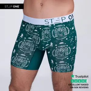 Step One Men's Boxer Brief - Virgo, Anti-Chafe, Breathable Bamboo Fabric, UltraGlyde Panels, Hidden Elastic Pouch, Premium Underwear, Athletic Daily wear