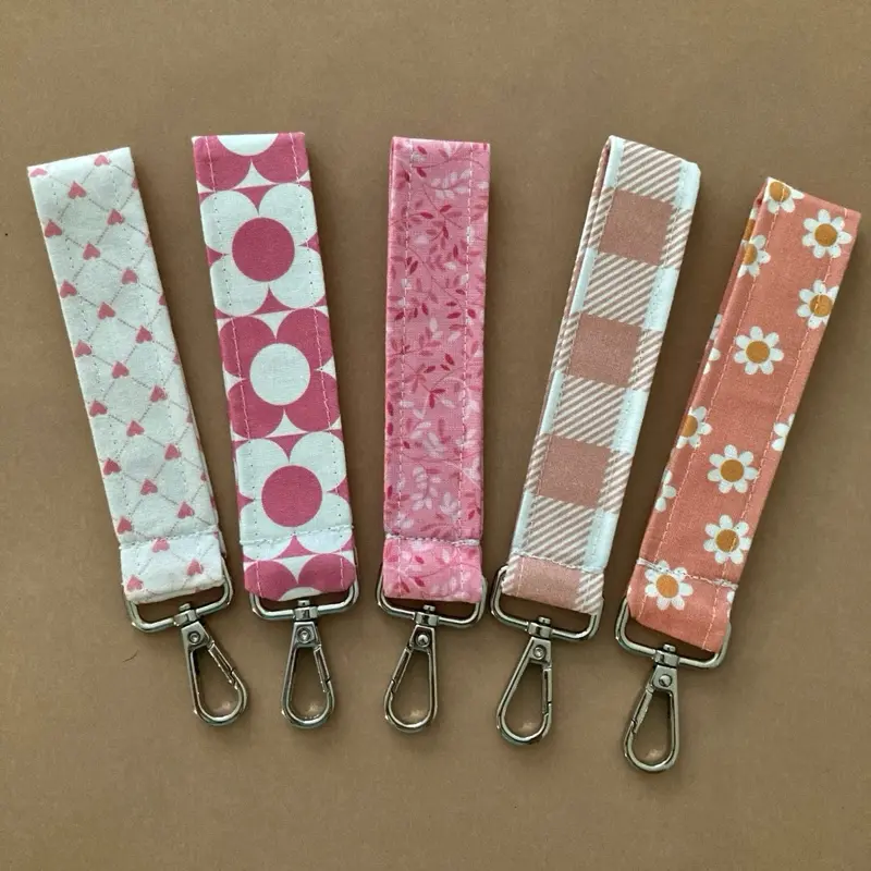 Pink keychain clip on , key fob wristlet