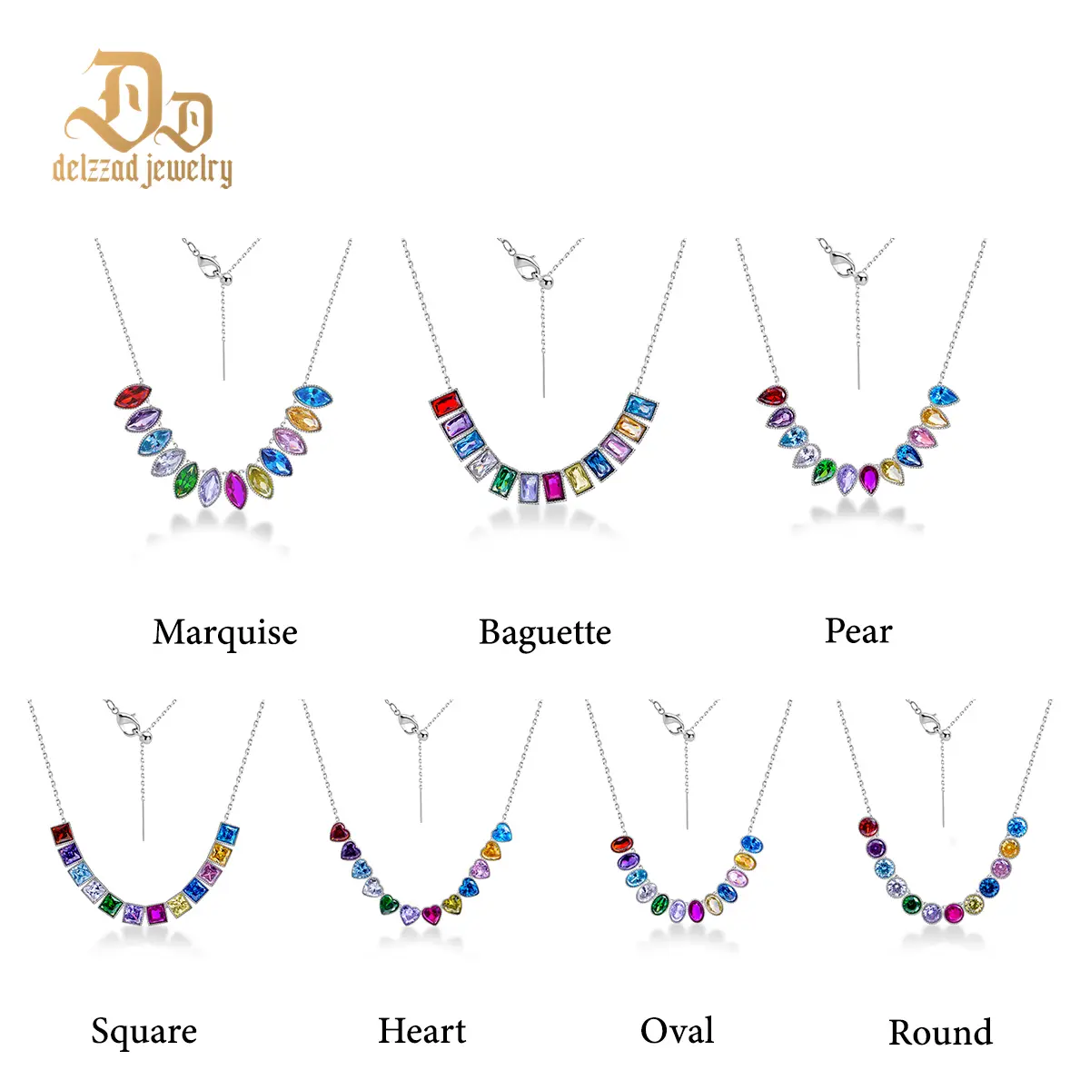 【Birthstone Collection】Delzzad Diverse Family Birthstone Necklace for Her Zirconia Pendant Necklace Jewelry Copper Chain Perfect Anniversary Engagement Wedding Valentine's Day Christmas Birthday Gift