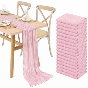 1/6/12/20 Pack Cheesecloth Table Runner 10FT Boho Gauze Table Runner for Mother’s Day Brunch Spring Table Setup Wedding Baby Shower Graduation Party Decor
