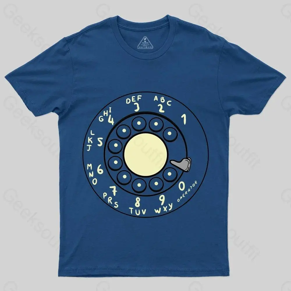 Men's Rotary Dial Vintage Geek T-Shirt, Casual Menswear Short-Sleeve Round-Neck Tshirt