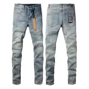25ss new men streetwear fashion Ksubi cross jeans vintage wash do old patch light blue stretch slim denim brand jeans