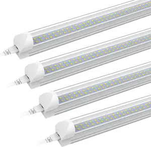 SHOPLED 8FT LED Shop Light - 72W 9360LM 6000K Cool White Ceiling Light Fixtures, Flat Dual Row T8 LED Tube Lights, 8 Foot LED Shop Lights for Garage, Warehouse, Plug and Play, 4 Pack