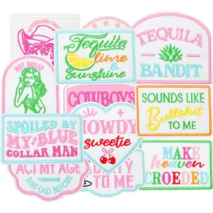 12 PCS Hat Patches Cool BarDrinking Iron on Patches Embroidery Sewing Appliques Bulk for DIY Baseball Caps Backpacks Jeans Clothes Craft Supplies