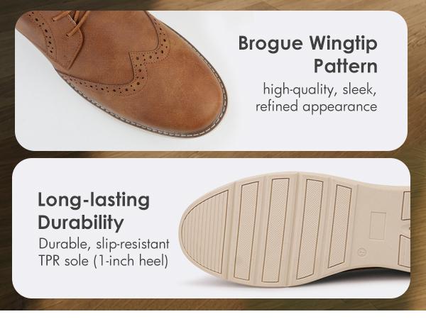 Hawkwell Plus Men's Plus Size Wingtip Oxford Shoes Classic Brogue Dress Shoes Business Office Shoes