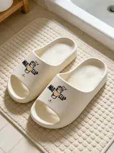 Coffee Cup Trendy Text Print Cloud-Feel Retro American Vibe Style Coffee Lovers Must-Have Gift Non-slip Soft Home Sandals