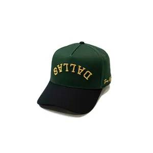 Precurved Dallas snapback - BLACK / FOREST GREEN w/gold