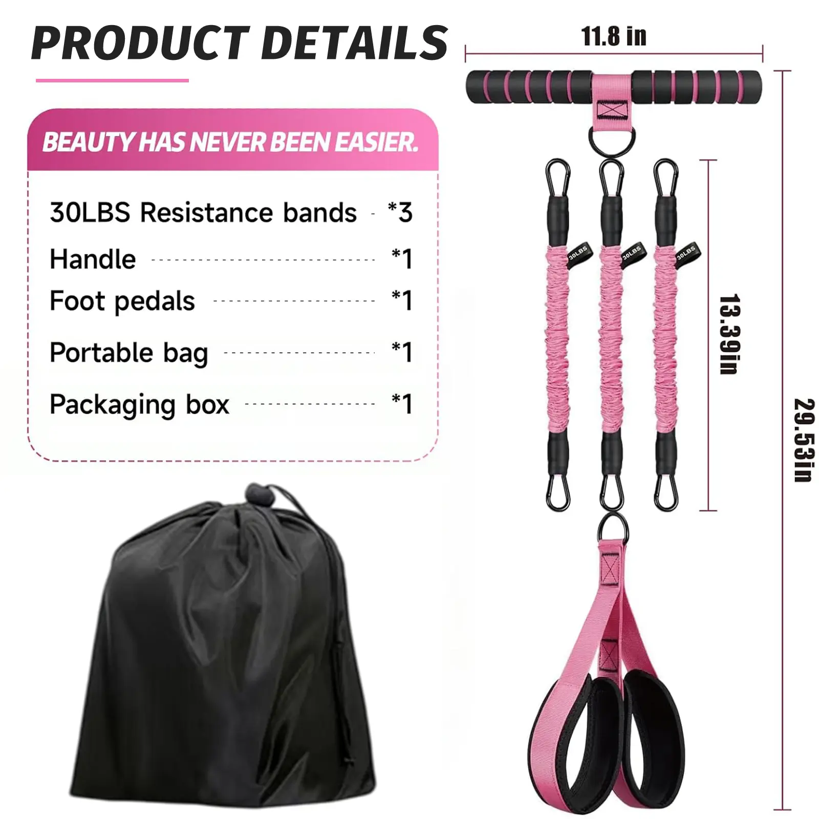 T-Handle Foot Pull Rope-Pink