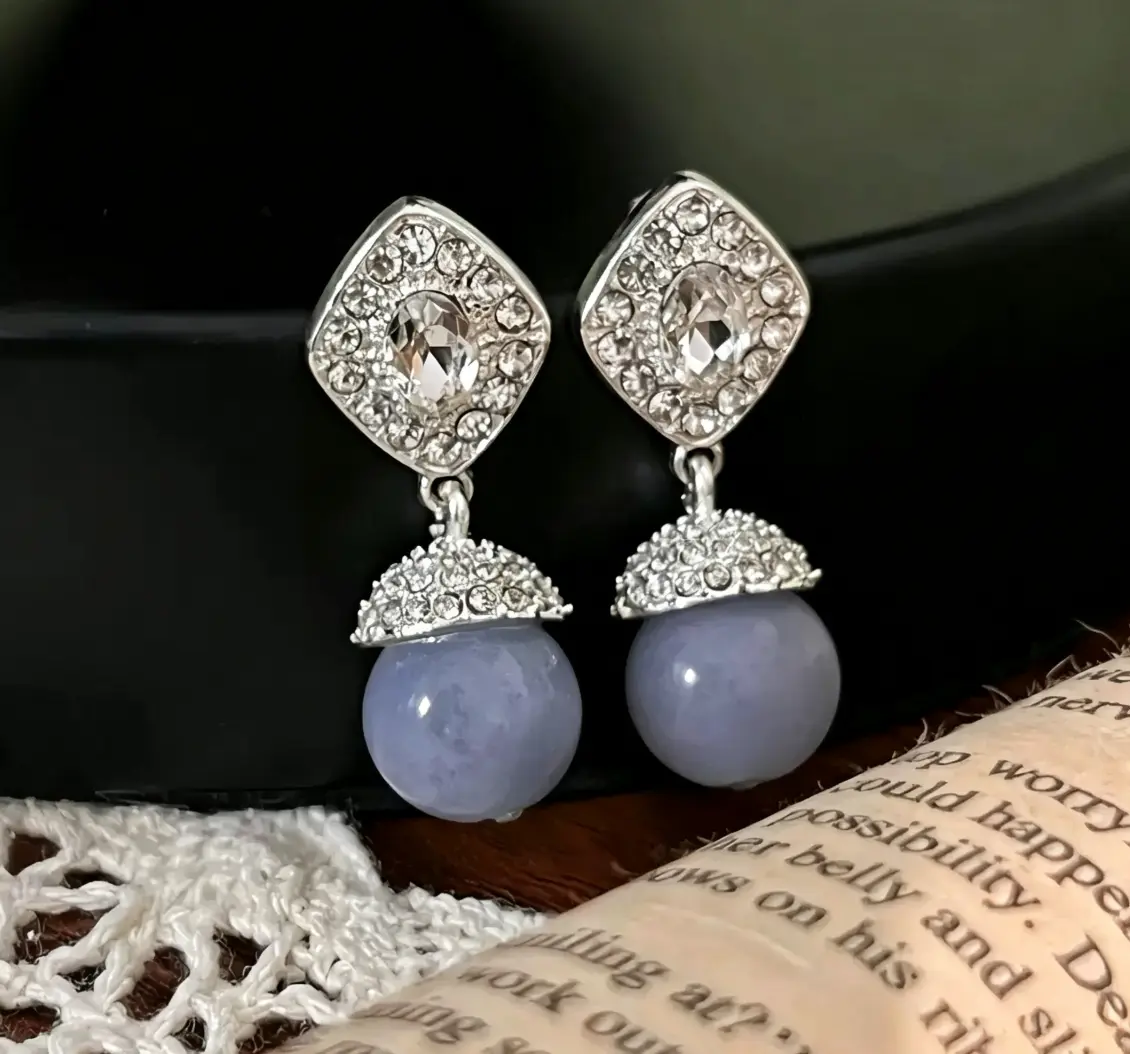 Purple Grape Color French Vintage Luxury Earrings  Elegant and Charming Earrings Fashion Earrings